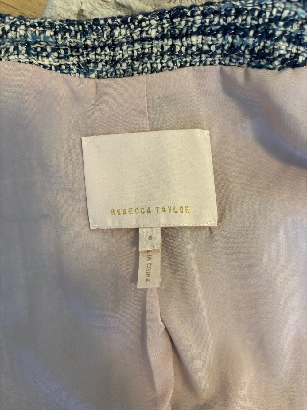 Rebecca Taylor Structured Navy and White Collarless Jacket